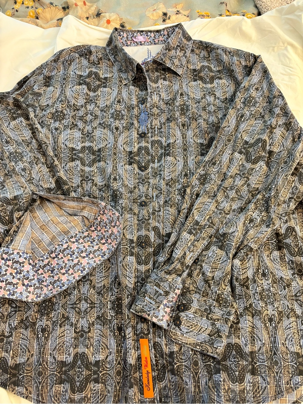 Robert Graham Men's Long-Sleeve Paisley Button-Up Shirt Jacket in Gray/ Blues